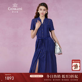 乔万尼真丝连衣裙16.5mm提花桑蚕丝收腰显瘦气质职场短袖ET2E319