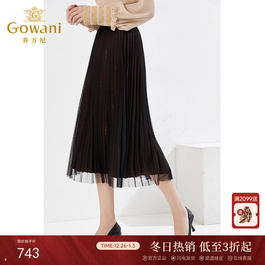 乔万尼新款半裙双层百褶网纱设计高级感百搭半身裙EI4D517 商品图0