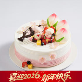 【送老人推荐】万寿福桃祝寿蛋糕，福星寿桃藏满鲜果与布丁，恭祝万寿无疆（武汉）