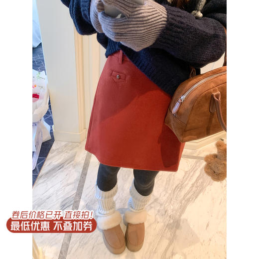 <曾小咸推荐>现货秒杀 ！微信超特价！3色韩系复古毛呢半裙 日常149.99 立减70 秒杀79.99！！杏咖蓝条毛衣秒杀89.99！！ 商品图8