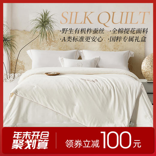 多喜爱 南风晓梦纯蚕丝春秋被/冬被/子母被【100%纯蚕丝】【全棉面料】【手工钉花】【提花工艺】【20CM加长检测口】【织带工艺】【礼盒包装】野生有机蚕丝 中长丝绵 盈润 A类标准 商品图0