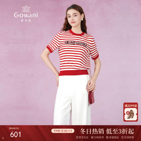 乔万尼针织衫女夏短袖减龄条纹设计EM2M891