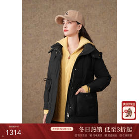 乔万尼羽绒服女款新款冬季加厚保暖收腰连帽工装风设计感EF4T163