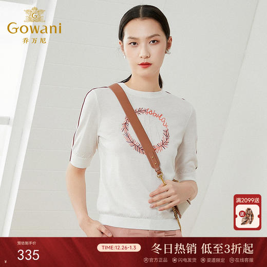 乔万尼薄款女针织衫新款爆款春季冰丝打底圆领短袖大码短款EI1M939 商品图0