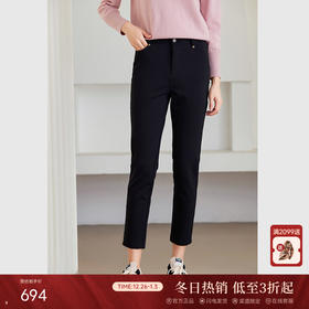 乔万尼磨毛铅笔裤新品显瘦黑色休闲裤ET4F816