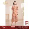 乔万尼真丝桑蚕丝连衣裙法式V领气质收腰荷叶边设计感ET2E318 商品缩略图0