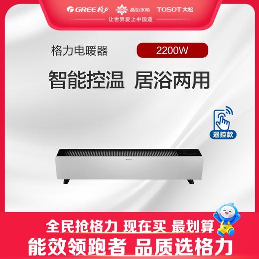 【预售】格力·电暖器 1m直板式踢脚线  NDJC-X6022B 黑+白色  参考适用面积：16-20㎡ 商品图0