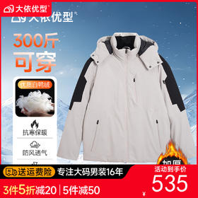 【DMH】【防钻绒】大依优型大码男装冬加厚羽绒服可拆卸连帽商务休闲300斤