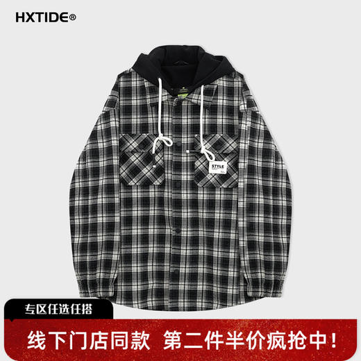 【新品上新】HX 冬季假两件带帽茄克衫C105540004101 商品图4