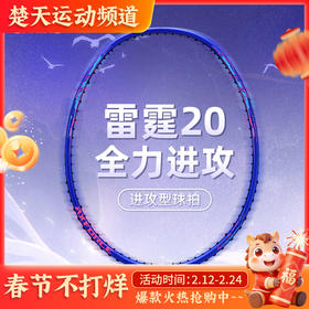李宁羽毛球拍雷霆20碳素单拍进攻型训练娱乐拍 白蓝雷霆系列