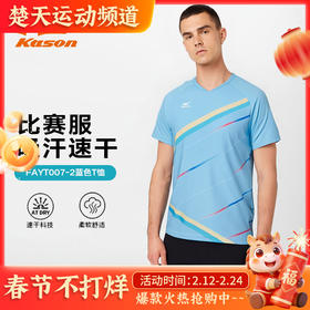 李宁凯胜羽毛球服比赛服夏季新款短袖T恤比赛速干服舒适透气不贴身运动服 FAYT007-2蓝色T恤