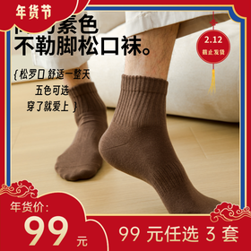 【年货节99元任选3件】简约素色松口袜（3双）