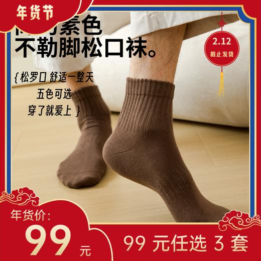 【年货节99元任选3件】简约素色松口袜（3双） 商品图0