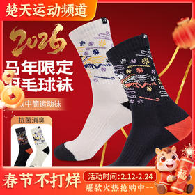 YONEX尤尼克斯羽毛球袜马年限定YOBC5132CR加厚毛巾底中筒运动袜男袜