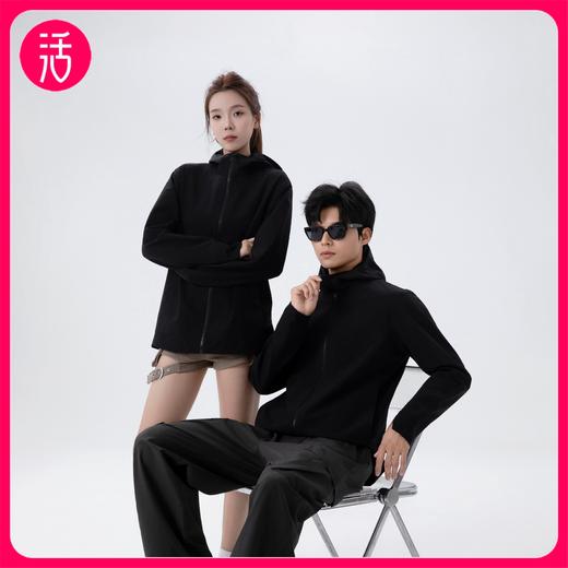 黑色L/XL/2XL/3XL预售15天【商务老钱风 顶配工艺剪裁】TNFFCK户外硬核情侣款连帽休闲软壳夹克防风防溅水外套 商品图0