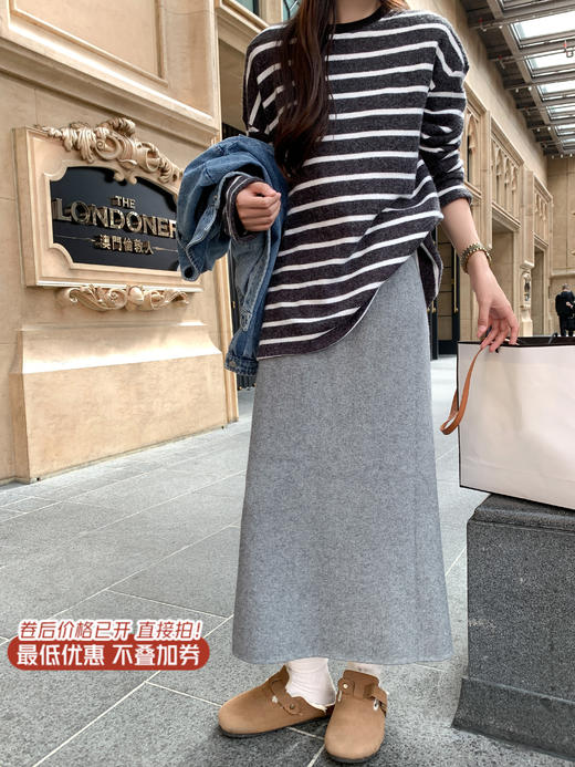 <曾小咸推荐>现货秒杀 ！微信超特价！韩系黑白条纹毛织T恤 日常159.99 立减80 秒杀79.99！！ 商品图14