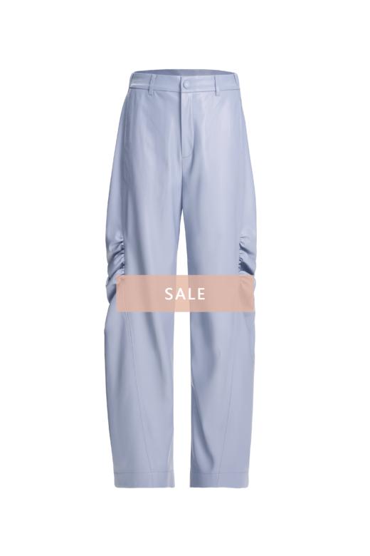 OUTOFLAW 环保蛋白皮褶皱细节直筒裤-蓝色 商品图0