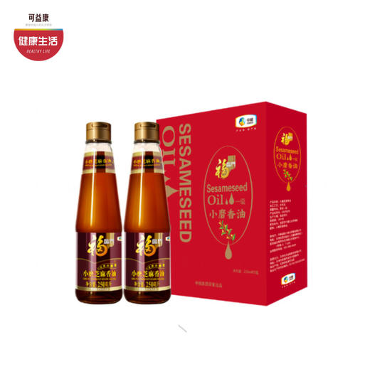 中粮 福临门一级小磨香油礼盒 精选芝麻 传统小磨  香味浓且持久 250ml*2瓶 商品图0
