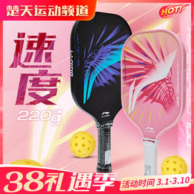 李宁匹克球拍HYPERSPEED 100入门训练速度型挥拍灵活全碳纤维运动球拍