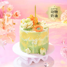 【绿野仙踪】治愈系油画风小蛋糕，花朵簇拥清新浪漫。拍照C位担当，3层夹心一次尝鲜！每一口都藏着自然的清新与治愈（广州幸福西饼蛋糕）