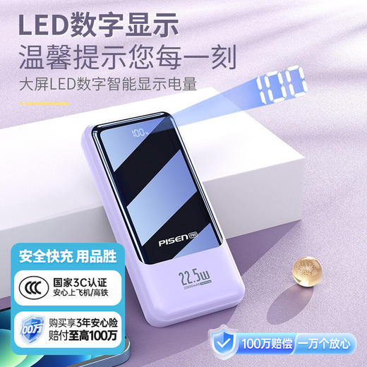 品胜 全兼容22.5W数显移动电源C05PD-2 10000/20000毫安超级快充 华为苹果快充安卓通用 商品图0