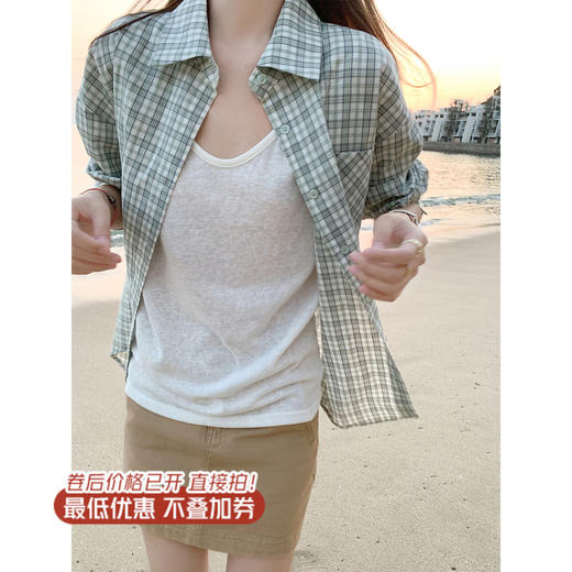 <曾小咸推荐>3.10现货秒杀 ！微信超特价！ 韩系格子衬衫外套 日常189.99 立减110 秒杀79.99！！ 商品图3