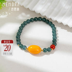 【新品首发】翡翠手链 中国风蜜蜡枣珠翡翠黄色18k金手串女士礼物MEMORA诗普琳JB001701