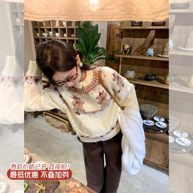 【189元任选2件】最后一波现货！复古圣诞氛围感杏色小熊提花毛衣