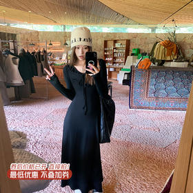 【169元任选2件】最后一波现货！韩系百搭2色荷叶边领系带连衣裙