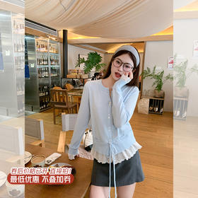 <曾小咸推荐>新品现货秒杀！卖完下架不再补 ！微信粉丝打折价！！下摆蕾丝花边抽绳系扣针织衫 日常169.99/件 立减80 秒杀89.99/件！！