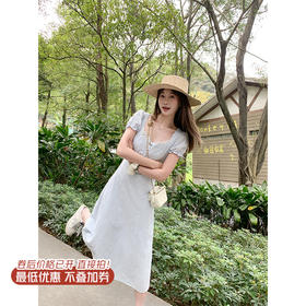 【折后再享2件88折】最后一波现货！蓝色镂空方领连衣裙 日常229.99/件 立减90 秒杀139.99/件！！