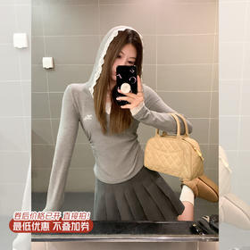 <曾小咸推荐>V领蕾丝边连帽修身上衣 日常129.99/件 立减60 秒杀69.99/件！！