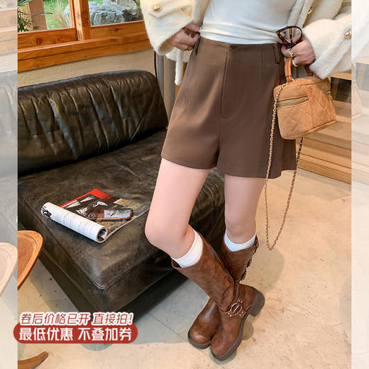 【110元任选2件】最后一波现货！百搭通勤2色高腰显瘦毛呢短裤 商品图0