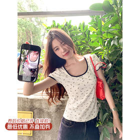 <曾小咸推荐>碎花修身圆领短袖 日常89.99/件 立减40 秒杀49.99/件！！