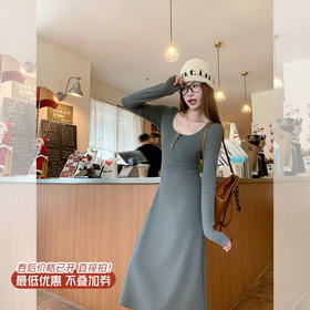 【179元任选2件】现货！高级感2色修身显瘦针织连衣裙