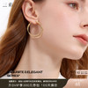 三彩2026新款双圈肌理纹镀金耳环S925银针复古大圈通勤轻熟简约 商品缩略图0