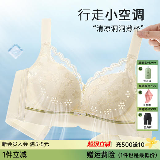 D2-【B-C杯】【大胸聚拢】【又薄又聚 透气洞洞杯】夏季薄款聚拢收副乳无钢圈内衣女文胸罩  甜言觅遇 商品图0