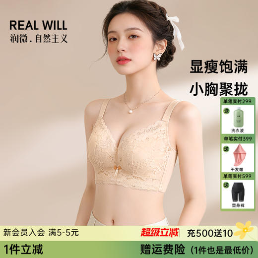 A2-【A-B杯】【小胸聚拢 小A秒变大C】蕾丝内衣女聚拢不空杯调整型文胸罩  春日江南 商品图0