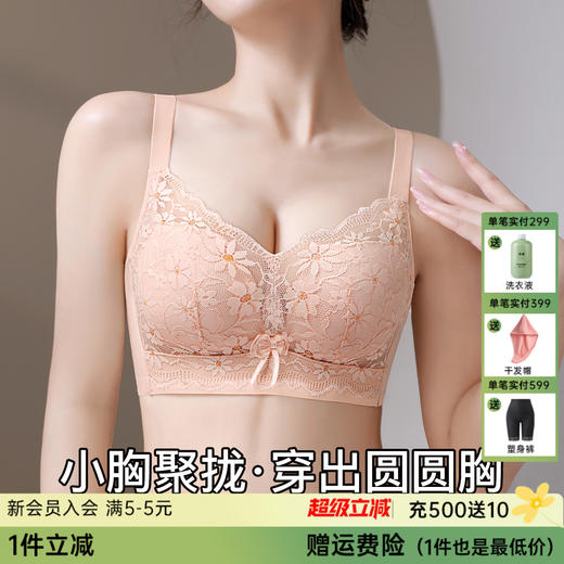 A2-【70AB-85AB】【小胸聚拢 小A秒变大C】圆圆胸内衣女聚拢收副乳调整型文胸   秋菊 商品图0