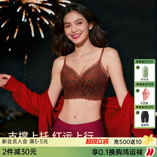A1-【A-C全罩杯】润微红运套装法式性感蕾丝款  花蕾卿卿/花满月朦 商品图0
