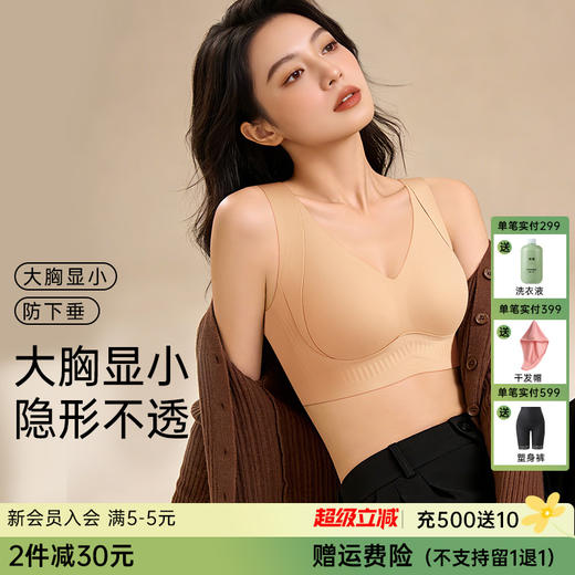 D1-【B-D杯】【反重力提拉，适合高个子或者肩距较高的】舒适无痕上托收副乳防下垂薄款内衣女无钢圈文胸罩  素华映雪 商品图0