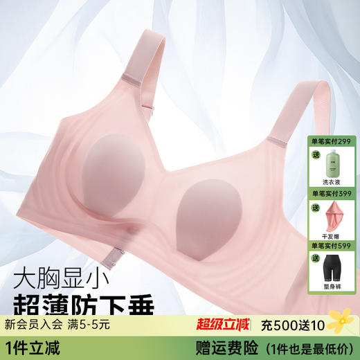 【85B-90E杯】润微兔耳朵 薄款防下垂收副乳聚拢大码文胸 小樱桃 商品图0