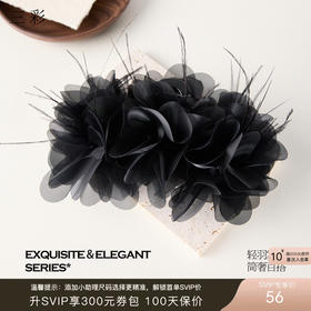 三彩2026新款火鸡毛装饰大抓夹暗黑轻奢小众氛围感个性时尚灵动女