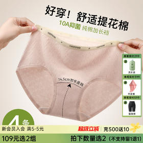 N2-4条装【10A抑菌纯棉裆】柔软提花棉高弹透气中腰女士内裤女 花影私藏+云棉织月