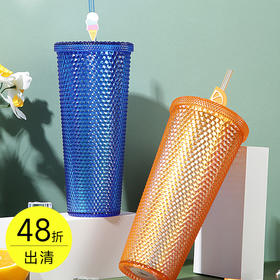 大容量幻彩钻石榴莲吸管杯