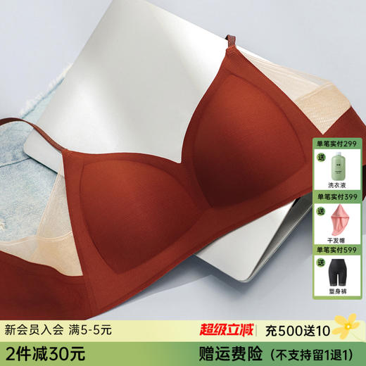 A2-【A-C杯】润微纯欲性感法式三角杯小胸聚拢美背内衣女鸿运本命年红色文胸罩  清风铃兰【2.1新品】 商品图0