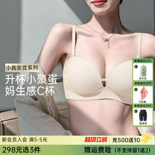 【298选3】A1-【A-B杯】【高性价比】【一穿就挺提拉聚拢无痕小胸显大内衣女收副乳调整型美背文胸罩  玲珑娇俏【小胸-光面】 商品图0