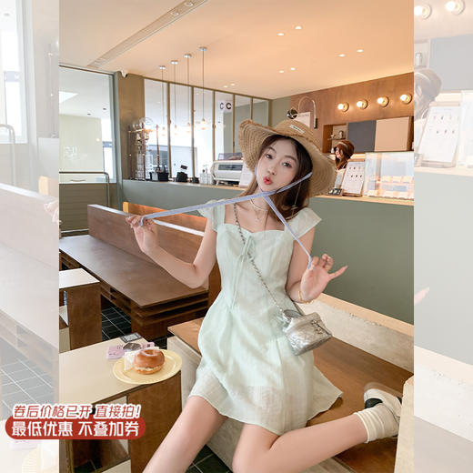【169元任选2件】最后一波现货！【油画美学】薄荷绿连衣裙 商品图0