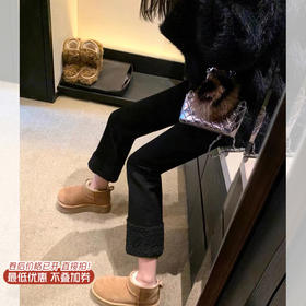 <曾小咸推荐> 黑色抓绒牛仔裤  