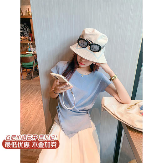 <曾小咸推荐>3.28现货秒杀！微信超特价！韩系不规则交叉纽扣针织短袖 日常99.99 立减40 秒杀59.99！ 商品图2